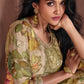 Beige Brown Floral Printed Georgette Plazzo Suit with Sequence work