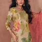 Beige Brown Floral Printed Georgette Plazzo Suit with Sequence work
