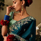 Yankees Blue Dola Silk Saree with Hand Embroidery work