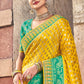 Yellow & Blue Zari Woven Banarasi Silk Saree with Embroidered Blouse