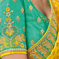 Yellow & Blue Zari Woven Banarasi Silk Saree with Embroidered Blouse