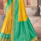 Yellow & Blue Zari Woven Banarasi Silk Saree with Embroidered Blouse