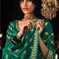 Teal Green Satin Silk Saree Embellished with Stone,Sequin,Embroidery & Zarkan work