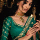 Teal Green Satin Silk Saree Embellished with Stone,Sequin,Embroidery & Zarkan work