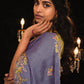 Amethyst Purple Satin Silk Saree Embellished with Stone,Sequin,Embroidery & Zarkan work