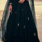 Blackish Blue Chinon Silk Designer Anarkali Suit with Floral Embroidery work