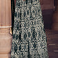 White & Black Floral Printed Georgette Anarkali Suit with Embroidery work