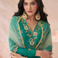 Cyan Green Silk Anarkali Gown with Embroidery work