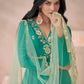 Cyan Green Silk Anarkali Gown with Embroidery work
