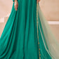 Cyan Green Silk Anarkali Gown with Embroidery work