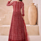 Vermilion Red Embroidered Georgette Anarkali Suit