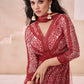 Vermilion Red Embroidered Georgette Anarkali Suit