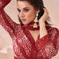 Vermilion Red Embroidered Georgette Anarkali Suit