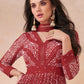 Vermilion Red Embroidered Georgette Anarkali Suit