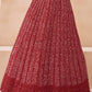 Vermilion Red Embroidered Georgette Anarkali Suit