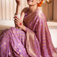 Lavender Purple Woven Georgette Saree