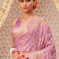 Lavender Purple Woven Georgette Saree