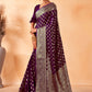Wine Purple Woven Georgette Saree
