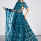 Teal Blue Net Lehenga Choli with Sequins,Mirror & Coding Thread Embroidery work