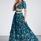 Teal Blue Net Lehenga Choli with Sequins,Mirror & Coding Thread Embroidery work