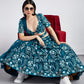 Teal Blue Net Lehenga Choli with Sequins,Mirror & Coding Thread Embroidery work
