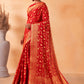 Venetian Red Woven Georgette Saree