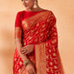Venetian Red Woven Georgette Saree