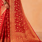 Venetian Red Woven Georgette Saree