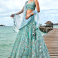 Turquoise Blue Net Lehenga Choli With Sequins & Zarkan Embroidery Work