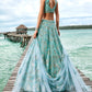 Turquoise Blue Net Lehenga Choli With Sequins & Zarkan Embroidery Work