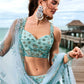 Turquoise Blue Net Lehenga Choli With Sequins & Zarkan Embroidery Work