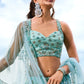 Turquoise Blue Net Lehenga Choli With Sequins & Zarkan Embroidery Work