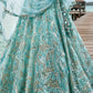 Turquoise Blue Net Lehenga Choli With Sequins & Zarkan Embroidery Work