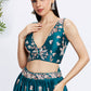 Teal Blue Georgette Lehenga Choli with Sequins & Thread Embroidery work
