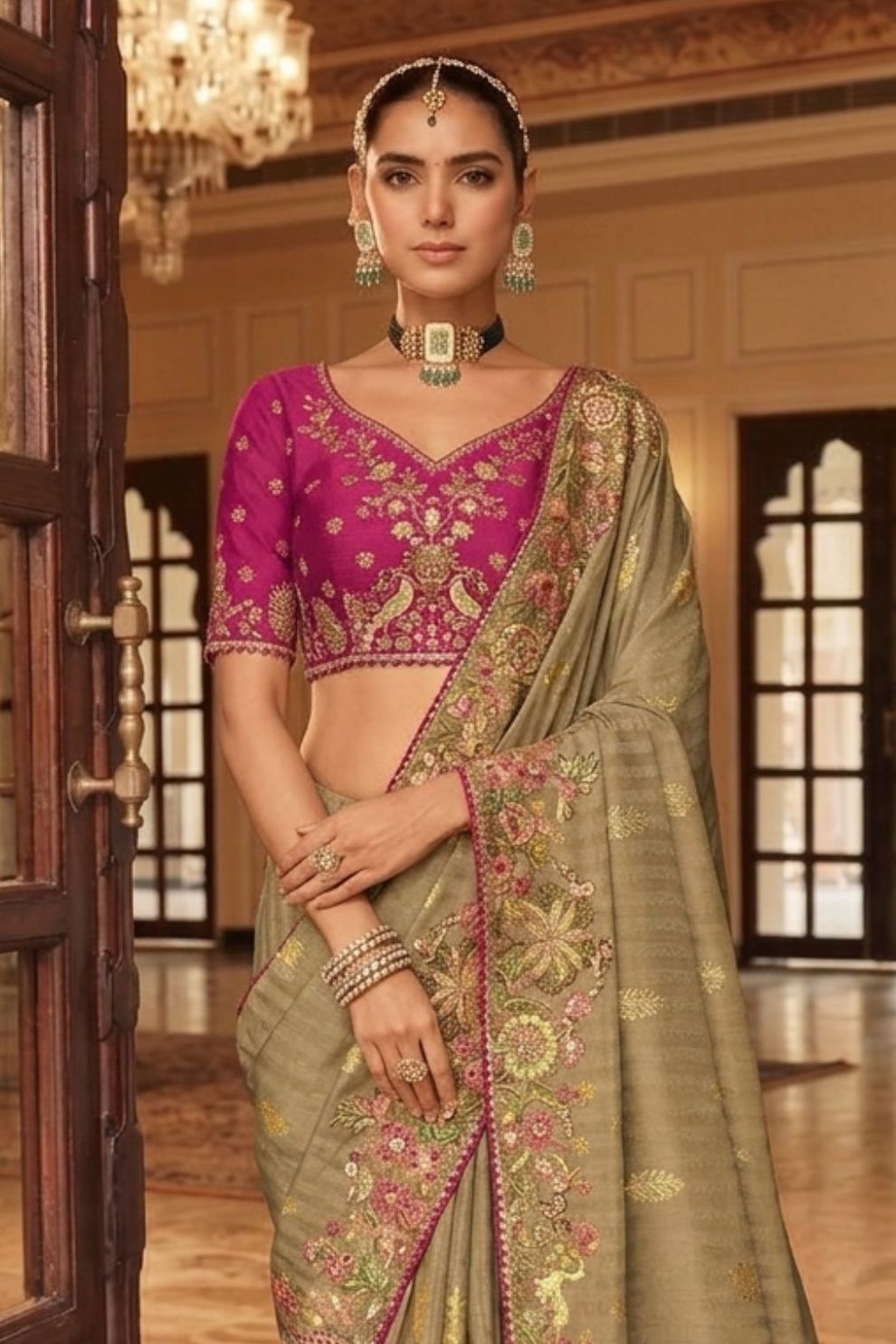 Hits Pure Soft Silk Weaving Embroidery Saree Elegant Festive Party Wear