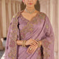 Lavender Mauve Designer Soft Silk Saree Elegant Festive Party Wear Look