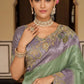 Sage Green Mauve Designer Soft Silk Saree Elegant Festive Party Wear