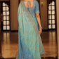 Dusty Blue Designer Soft Silk Saree Elegant Festive Party Wear Look