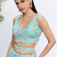Turquoise Blue Net Lehenga Choli with Sequins & Thread Embroidery work