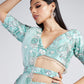 Turquoise Blue Organza Lehenga Choli with Sequins, Zarkan & Thread Embroidery work