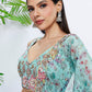 Turquoise Blue Chiffon Lehenga Choli with Sequins & Thread Embroidery work
