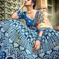 Azure Blue Velvet Lehenga Choli with Thread, Zari and Pure Gota work (Pre-Order)