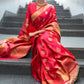 Ruby Pink Woven Banarasi Silk Saree with overall Butti