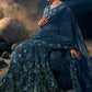 Turkish Blue Designer Net Saree with Thread,Sequence,Moti,Zarkan work & Imported Fabric Sequence Pallu