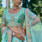 Aqua Blue Banarasi Silk Lehenga Choli With Heavy Embroidered Hand work: Wedding Edition