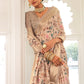 Beige Brown Digital Printed Dola Silk Saree