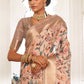 Beige Brown Digital Printed Dola Silk Saree