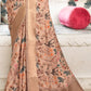 Beige Brown Digital Printed Dola Silk Saree