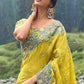 Titanium Yellow Viscose Silk Saree with Intricate Embroidery work