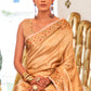 Beige Brown Digital Printed Self Jacquard Silk Saree